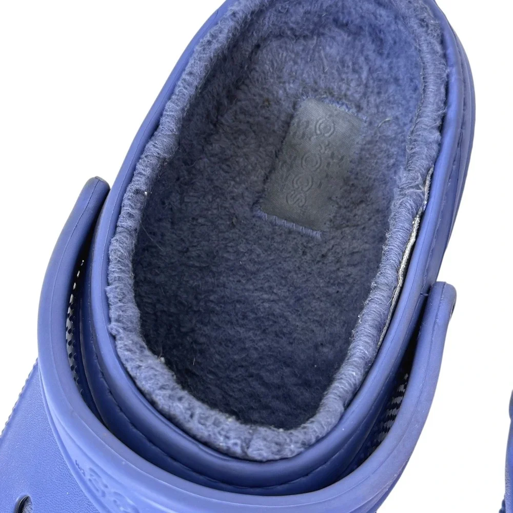 Crocs Classic Lined Clog Purple Blue Mens 9 Women 11 Faux Fur Warm Slip On Shoes